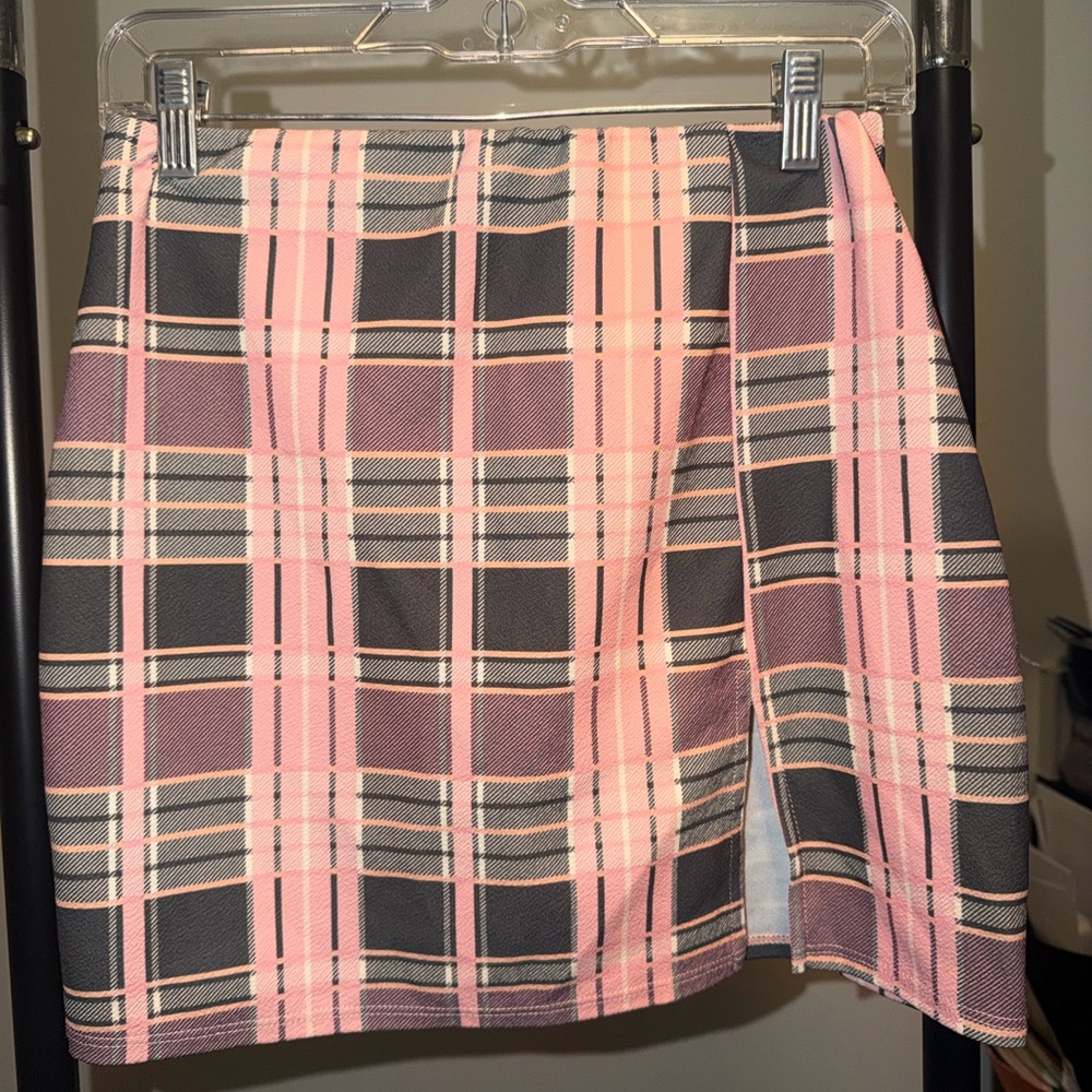 Plaid Pink and Gray Women's Skirt